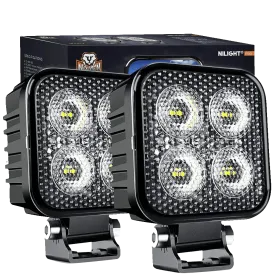 3 Inch 12W 1500LM Square Flood Built-in EMC Led Work Lights (Pair)