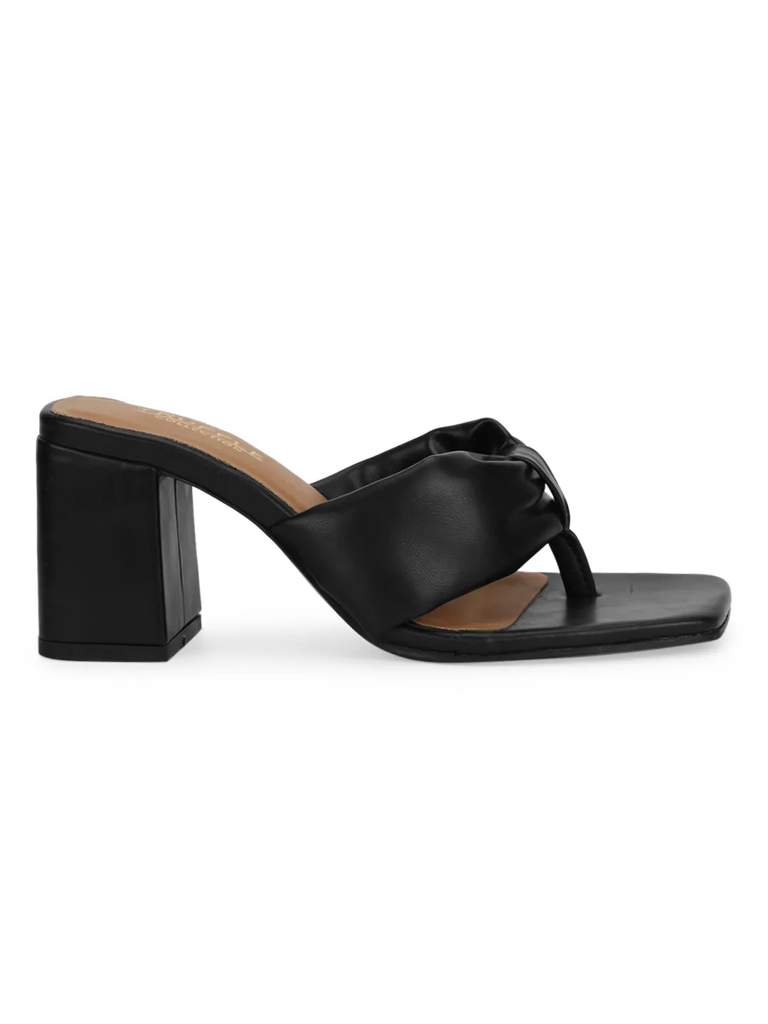 Black PU Flip Flop Block Heel Mules (TC-ST-1227-BLKPU)
