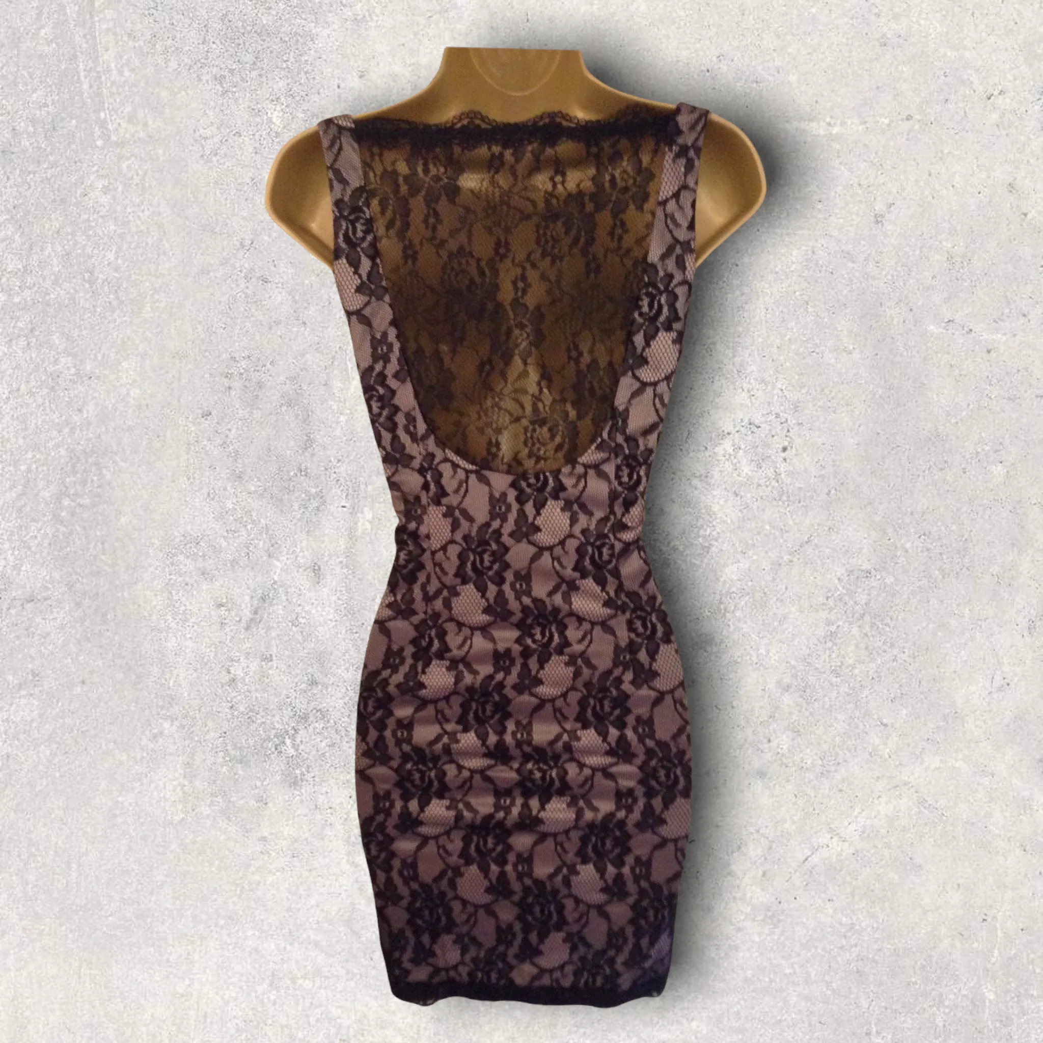 Forever Unique Black Lace Mini Dress UK 8 US 4 EU 36