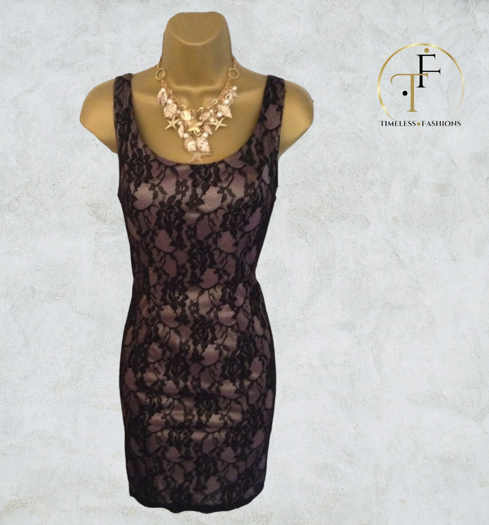 Forever Unique Black Lace Mini Dress UK 8 US 4 EU 36