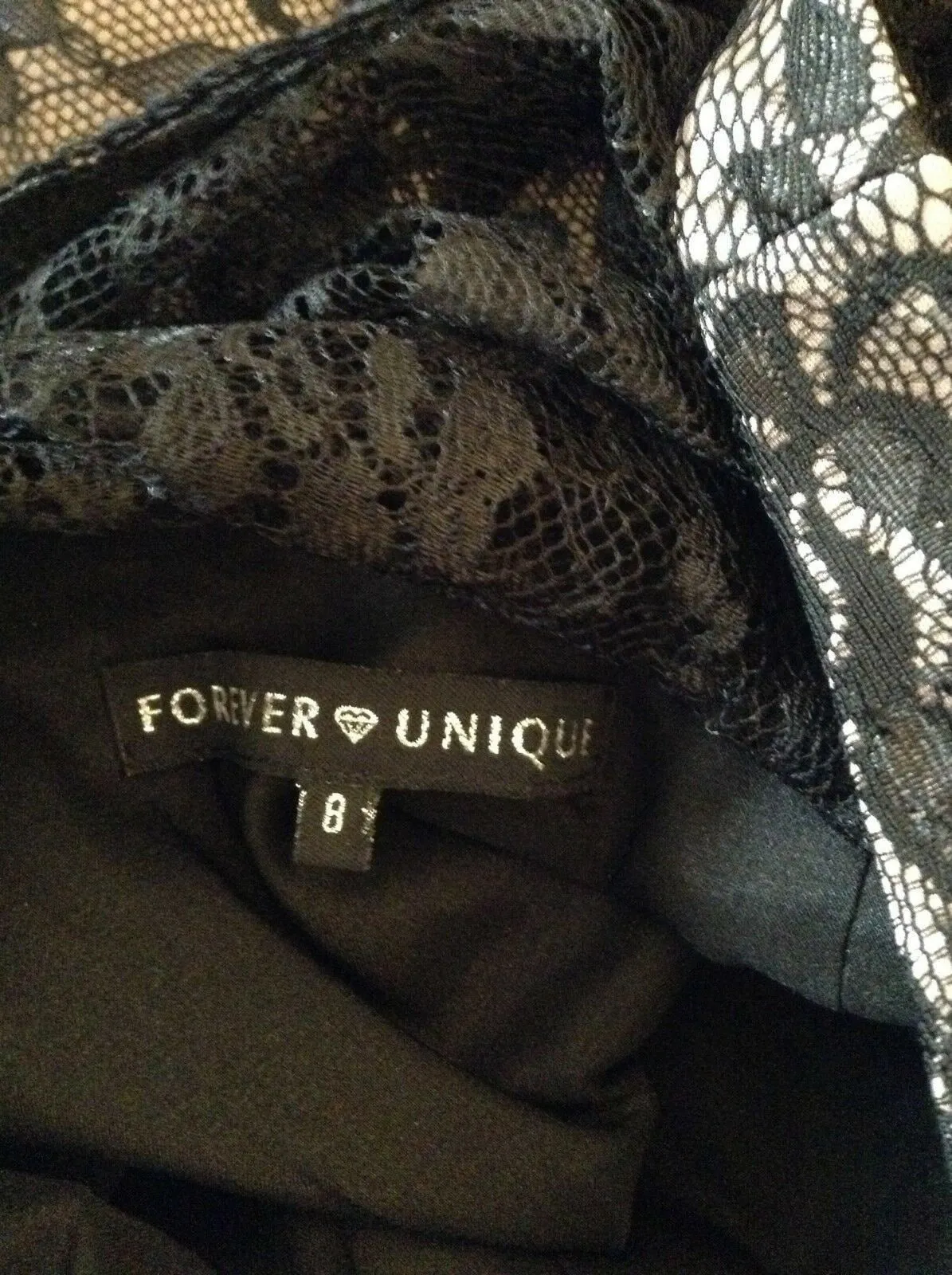 Forever Unique Black Lace Mini Dress UK 8 US 4 EU 36