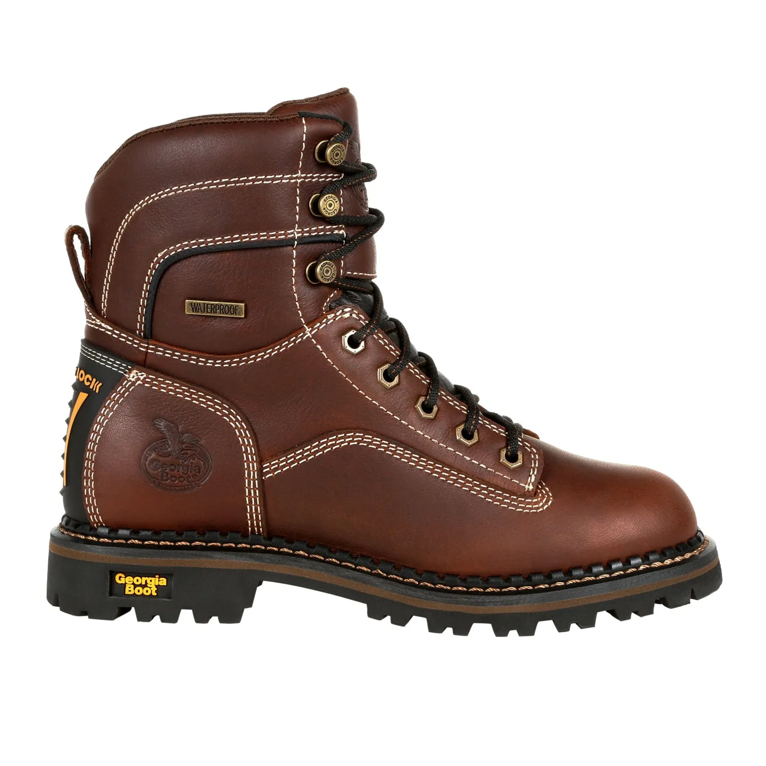 Georgia Womens AMP LT Logger WP AT Brown Leather Work Boots