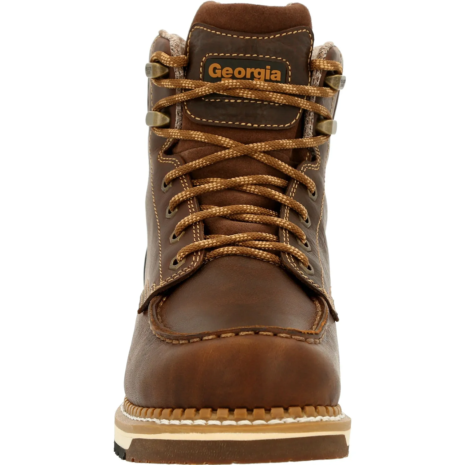 Georgia Womens AMP LT WP Wedge Brown Leather Work Boots