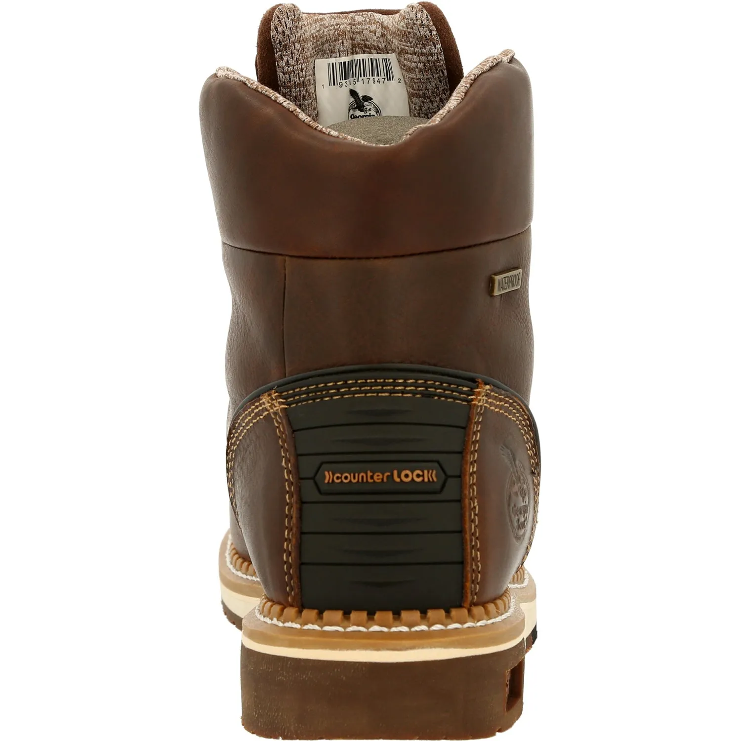 Georgia Womens AMP LT WP Wedge Brown Leather Work Boots