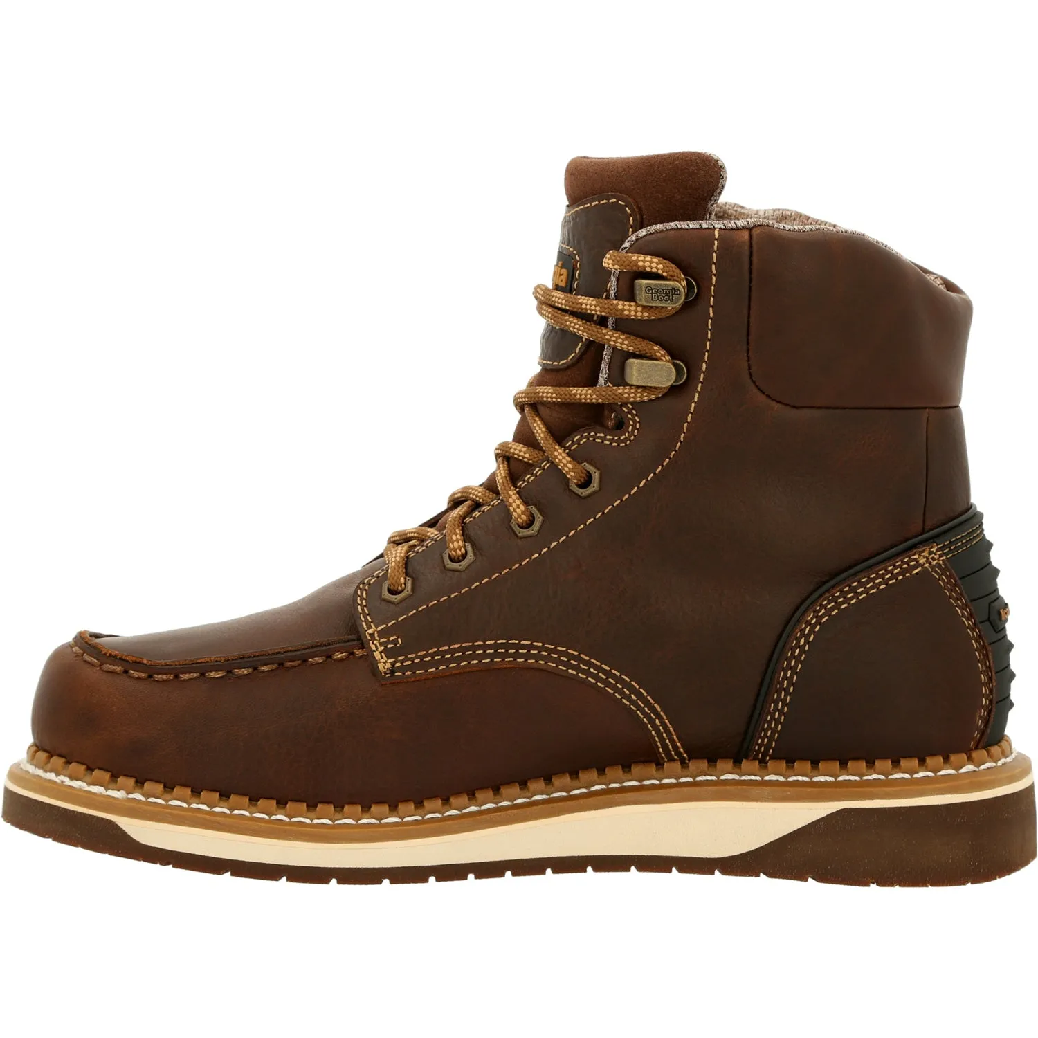 Georgia Womens AMP LT WP Wedge Brown Leather Work Boots
