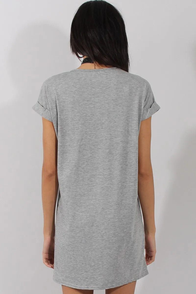 Grey Rebel Slogan Print Tshirt Dress - Juan