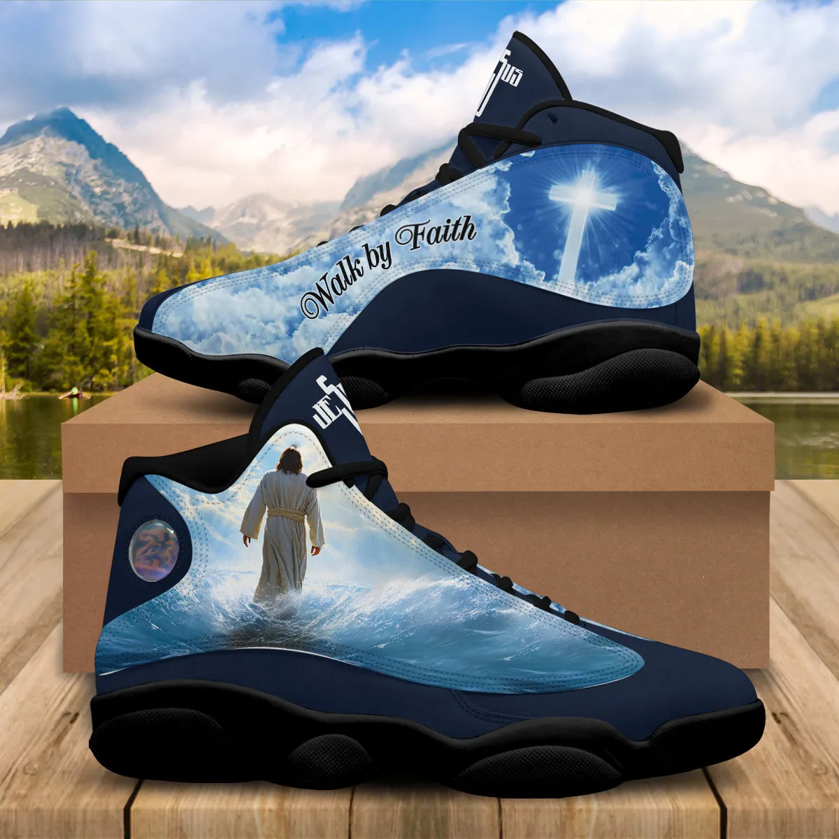 Jesus Walk By Faith J13 Shoes - Jesus Cross Shoes - Jesus Beach Mens J13 Shoes