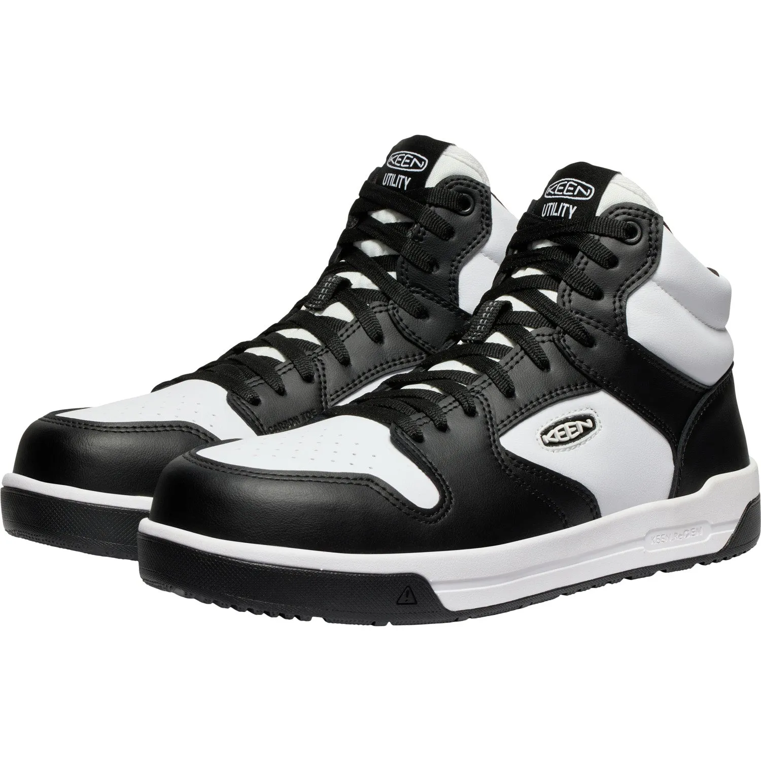 Keen Utility Mens Overton Mid CT Star White/Black Leather Work Boots
