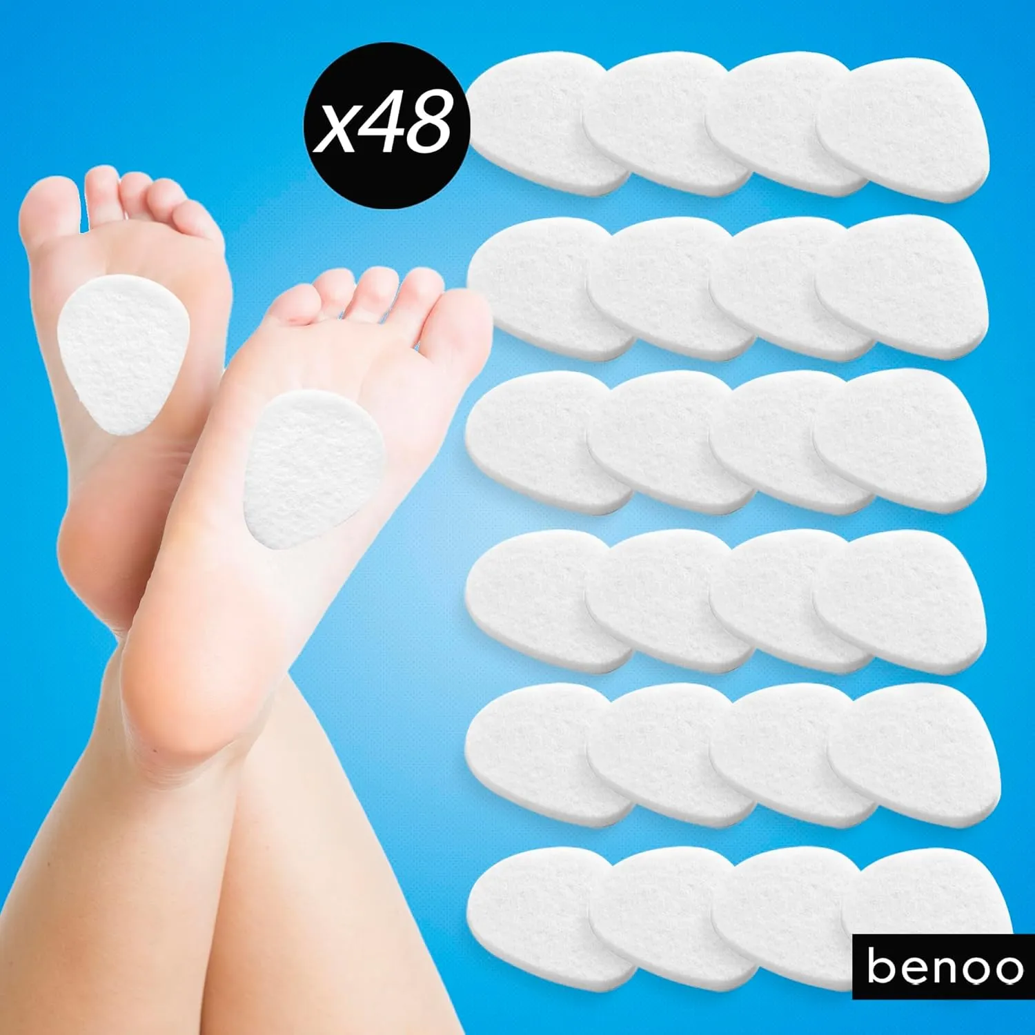 Metatarsal Pads Felt Foot Pads for Pain Relief for Women & Men [1/4" Thick] Ball of Foot Cushions, Metatarsalgia, Forefoot and Sole Support, Mortons Neuroma (One Size Fits All, 48, Count)