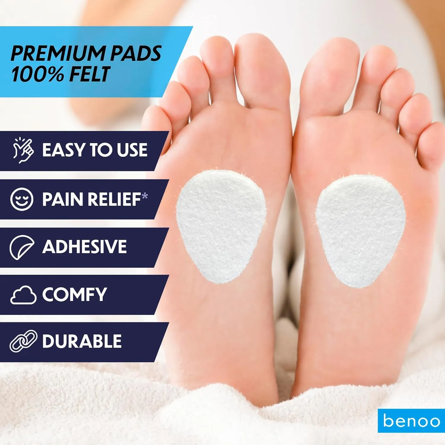 Metatarsal Pads Felt Foot Pads for Pain Relief for Women & Men [1/4" Thick] Ball of Foot Cushions, Metatarsalgia, Forefoot and Sole Support, Mortons Neuroma (One Size Fits All, 48, Count)