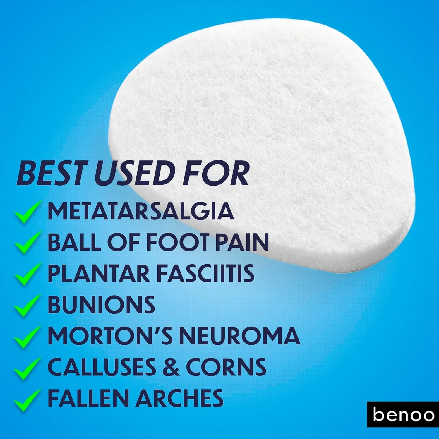 Metatarsal Pads Felt Foot Pads for Pain Relief for Women & Men [1/4" Thick] Ball of Foot Cushions, Metatarsalgia, Forefoot and Sole Support, Mortons Neuroma (One Size Fits All, 48, Count)