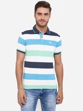 Multicolor Striped Slim Fit Polo T-Shirt | Greenfibre