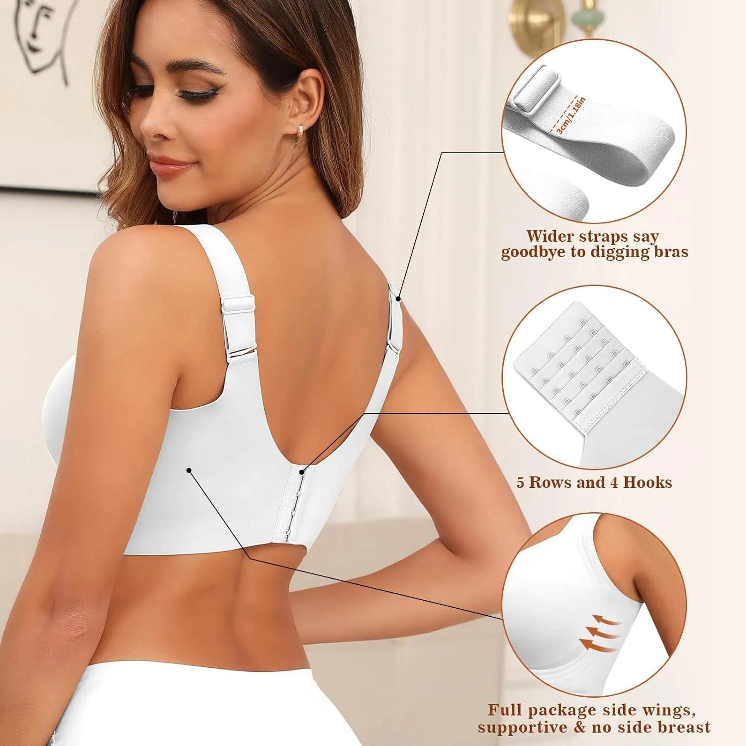 PoseFree Womens Seamless Wireless Supportive Bra Push Up Comfort Soft No Underwire Full Coverage T-Shirt Bra