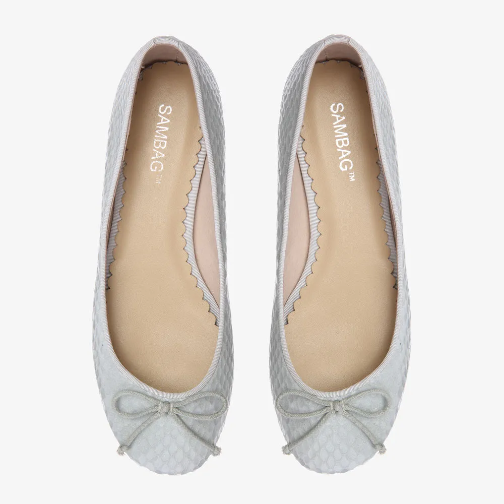 Tina Dove Grey Pebble Embossed Ballet Flat