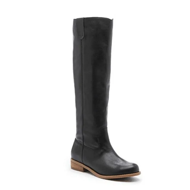 Trendy Knee High Flat-Bottom Round Toe Boots