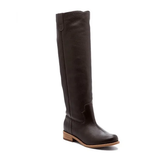 Trendy Knee High Flat-Bottom Round Toe Boots