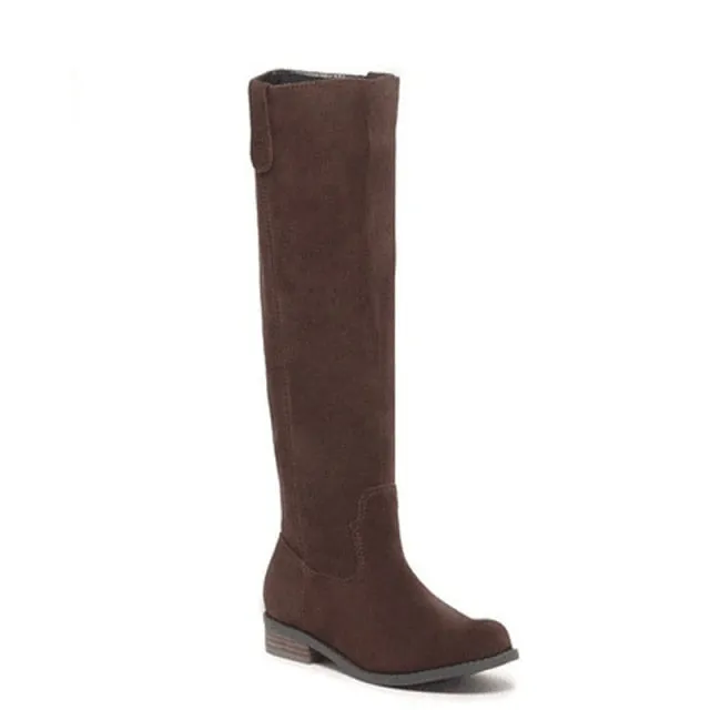 Trendy Knee High Flat-Bottom Round Toe Boots